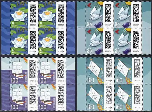 BUND 2021 Michel-Nummer 3644-3647 postfrisch SATZ(4) BLÖCKE RÄNDER rechts/links (b)