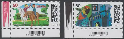 BUND 2021 Michel-Nummer 3648-3649 postfrisch SATZ(2) EINZELMARKEN ECKRÄNDER unten links