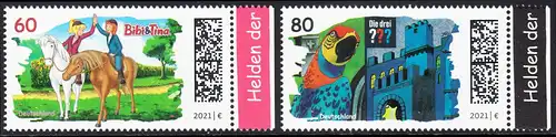 BUND 2021 Michel-Nummer 3648-3649 postfrisch SATZ(2) EINZELMARKEN RÄNDER rechts (c)