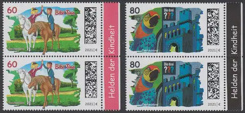 BUND 2021 Michel-Nummer 3648-3649 postfrisch SATZ(2) vert.PAAR RÄNDER rechts (b)