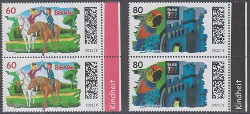 BUND 2021 Michel-Nummer 3648-3649 postfrisch SATZ(2) vert.PAAR RÄNDER rechts (a)