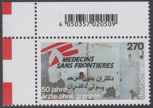 BUND 2021 Michel-Nummer 3650 postfrisch EINZELMARKE ECKRAND oben links