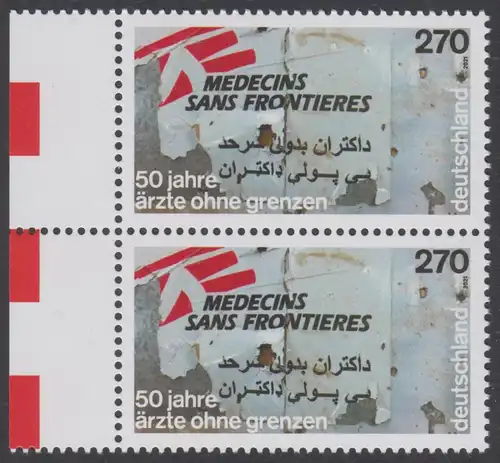 BUND 2021 Michel-Nummer 3650 postfrisch vert.PAAR RÄNDER links (a)