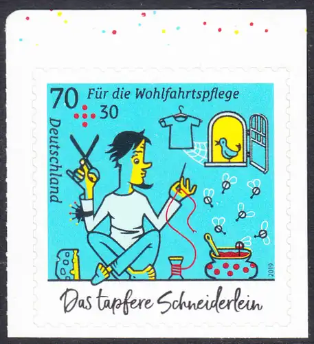 BUND 2019 Michel-Nummer 3444 postfrisch EINZELMARKE (a1) (aus MH/selbstklebend) 