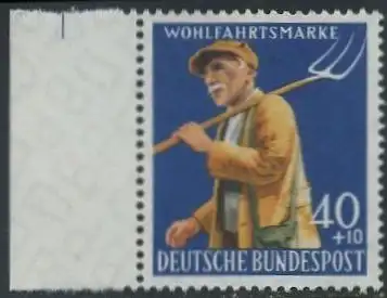 BUND 1958 Michel-Nummer 0300 postfrisch EINZELMARKE RAND links