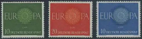 BUND 1960 Michel-Nummer 0337-0339 postfrisch SATZ(3) EINZELMARKEN 