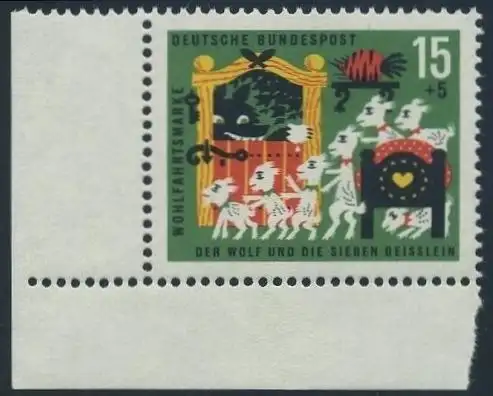 BUND 1963 Michel-Nummer 0409 postfrisch EINZELMARKE ECKRAND unten links