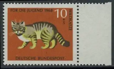BUND 1968 Michel-Nummer 0549 postfrisch EINZELMARKE RAND rechts