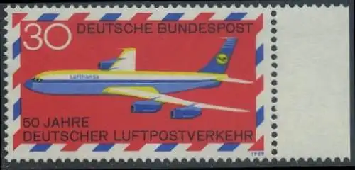 BUND 1969 Michel-Nummer 0577 postfrisch EINZELMARKE RAND rechts