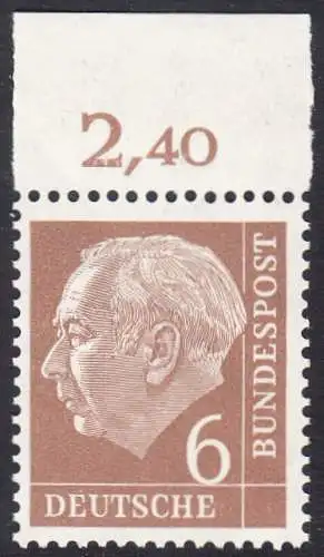 BUND 1954 Michel-Nummer 0180 postfrisch EINZELMARKE RAND oben (b)