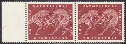 BUND 1960 Michel-Nummer 0332 postfrisch horiz.PAAR RAND links