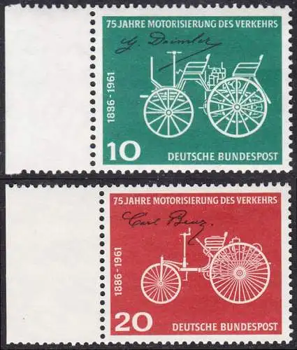 BUND 1961 Michel-Nummer 0363-0364 postfrisch SATZ(2) EINZELMARKEN RÄNDER links