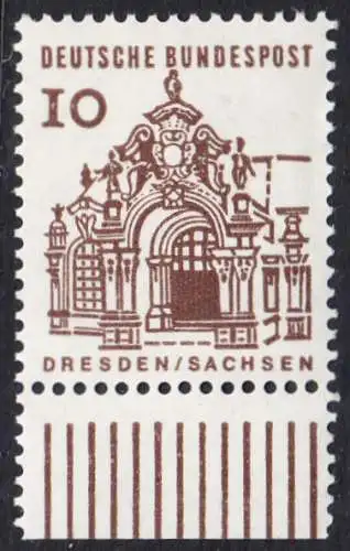 BUND 1964 Michel-Nummer 0454 postfrisch EINZELMARKE RAND umten