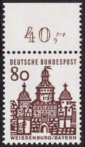 BUND 1964 Michel-Nummer 0461 postfrisch EINZELMARKE RAND oben (a) 