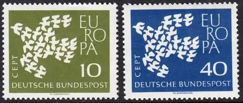 BUND 1961 Michel-Nummer 0367x-0368x postfrisch SATZ(2) EINZELMARKEN