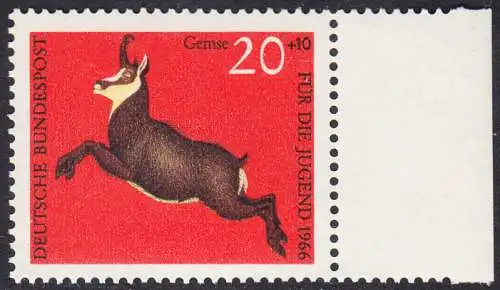 BUND 1966 Michel-Nummer 0512 postfrisch EINZELMARKE RAND rechts