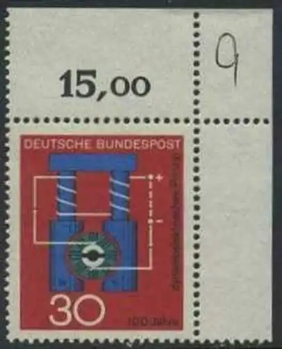 BUND 1966 Michel-Nummer 0522 postfrisch EINZELMARKE ECKRAND oben rechts