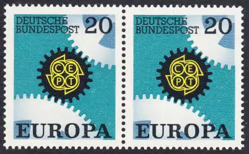 BUND 1967 Michel-Nummer 0533 postfrisch horiz.PAAR