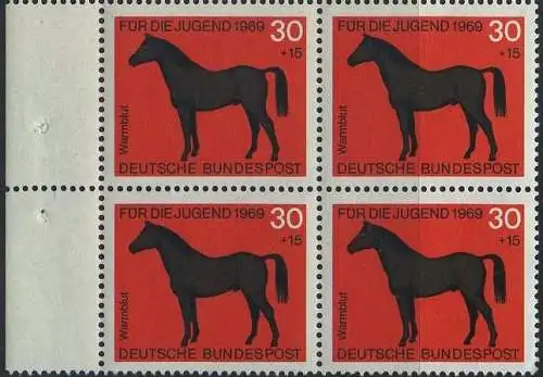 BUND 1969 Michel-Nummer 0580 postfrisch BLOCK RÄNDER links (a2)