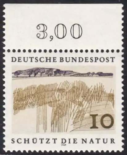 BUND 1969 Michel-Nummer 0591 postfrisch EINZELMARKE RAND oben (a2)