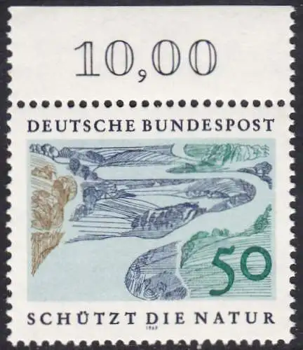 BUND 1969 Michel-Nummer 0594 postfrisch EINZELMARKE RAND oben (a1)