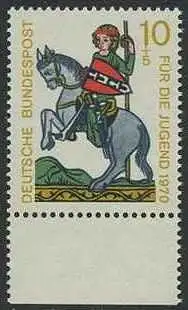 BUND 1970 Michel-Nummer 0612 postfrisch EINZELMARKE RAND unten