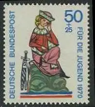 BUND 1970 Michel-Nummer 0615 postfrisch EINZELMARKE
