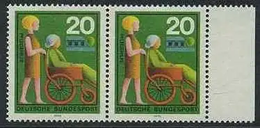 BUND 1970 Michel-Nummer 0631 postfrisch horiz.PAAR RAND rechts