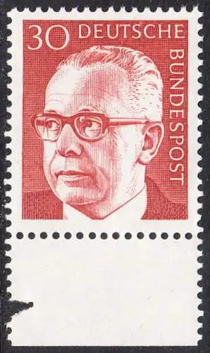 BUND 1970 Michel-Nummer 0638 postfrisch EINZELMARKE RAND unten