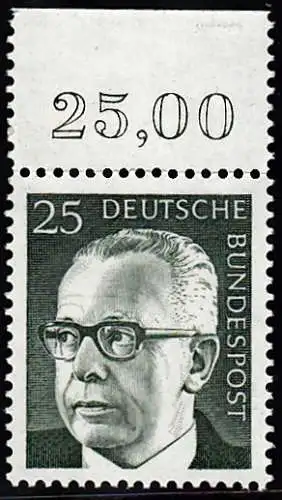 BUND 1971 Michel-Nummer 0690 postfrisch EINZELMARKE RAND oben