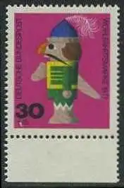 BUND 1971 Michel-Nummer 0707 postfrisch EINZELMARKE RAND unten