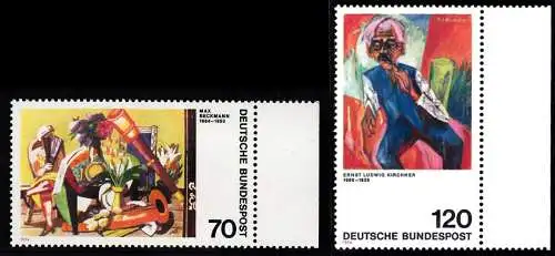 BUND 1974 Michel-Nummer 0822-0823 postfrisch SATZ(2) EINZELMARKEN RÄNDER rechts