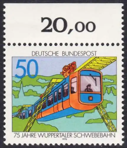 BUND 1976 Michel-Nummer 0881 postfrisch EINZELMARKE RAND oben