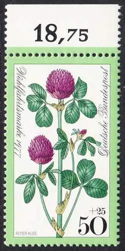 BUND 1977 Michel-Nummer 0951 postfrisch EINZELMARKE RAND oben (a)