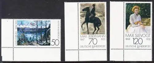 BUND 1978 Michel-Nummer 0986-0988 postfrisch SATZ(3) EINZELMARKEN ECKRÄNDER unten links