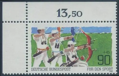 BUND 1982 Michel-Nummer 1128 postfrisch EINZELMARKE ECKRAND oben links