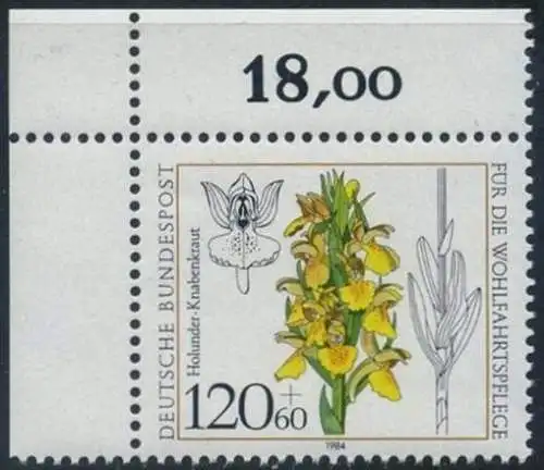 BUND 1984 Michel-Nummer 1228 postfrisch EINZELMARKE ECKRAND oben links