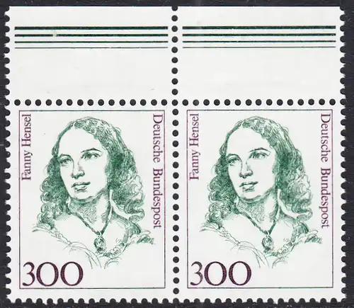 BUND 1989 Michel-Nummer 1433 postfrisch horiz.PAAR RÄNDER oben