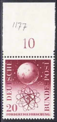 BUND 1955 Michel-Nummer 0214 postfrisch EINZELMARKE RAND oben (b)