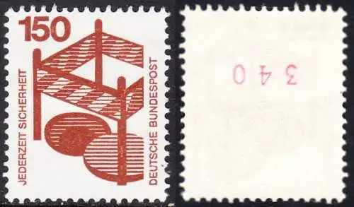 BUND 1971 Michel-Nummer 0703 postfrisch EINZELMARKE m/ rücks.Rollennummer 340
