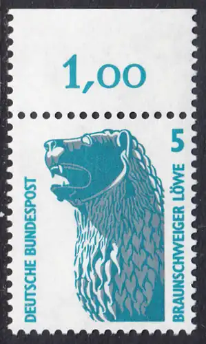 BUND 1990 Michel-Nummer 1448 postfrisch EINZELMARKE RAND oben