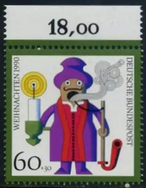 BUND 1990 Michel-Nummer 1485 postfrisch EINZELMARKE RAND oben 