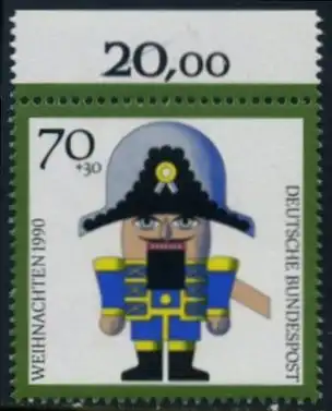 BUND 1990 Michel-Nummer 1486 postfrisch EINZELMARKE RAND oben (b)