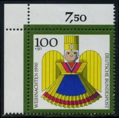 BUND 1990 Michel-Nummer 1487 postfrisch EINZELMARKE ECKRAND oben links