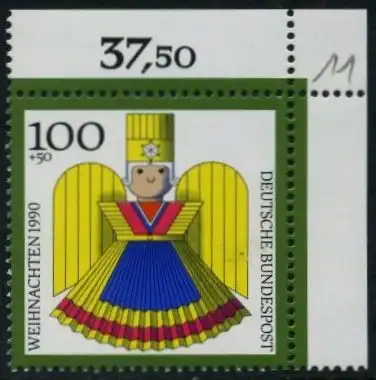 BUND 1990 Michel-Nummer 1487 postfrisch EINZELMARKE ECKRAND oben rechts