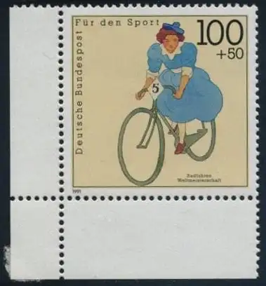 BUND 1991 Michel-Nummer 1500 postfrisch EINZELMARKE ECKRAND unten links