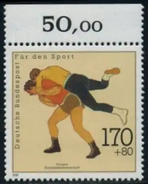 BUND 1991 Michel-Nummer 1502 postfrisch EINZELMARKE RAND oben