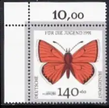 BUND 1991 Michel-Nummer 1519 postfrisch EINZELMARKE ECKRAND oben links