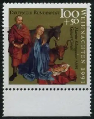 BUND 1991 Michel-Nummer 1581 postfrisch EINZELMARKE RAND unten