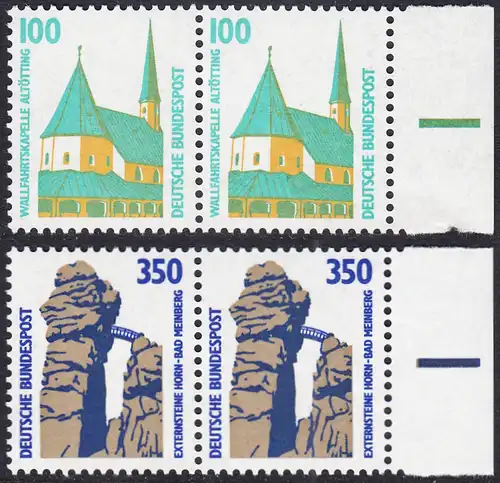 BUND 1989 Michel-Nummer 1406-1407 postfrisch SATZ(2) horiz.PAARE RÄNDER rechts